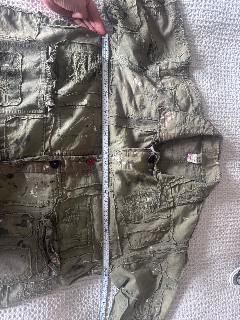 Magnolia Pearl strawberry Fields Olive Patchwork PaintSplatter Utility Jacket OS - Picture 5 of 6